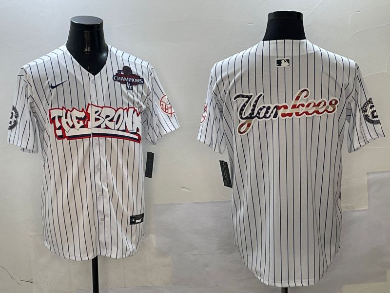 Men New York Yankees Blank White Stripe four generations Joint Name 2025 Nike MLB Jersey style 23->new york yankees->MLB Jersey